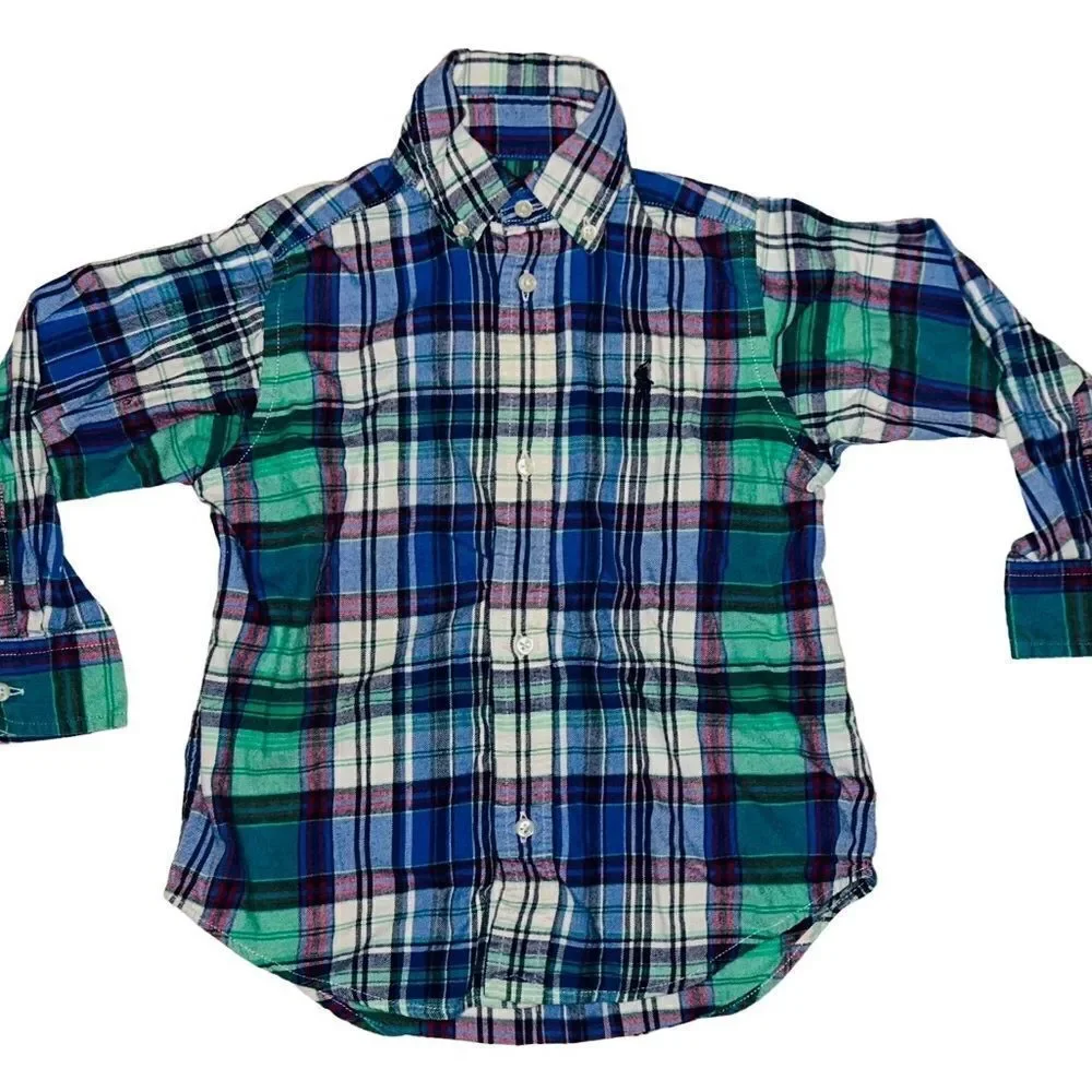 2 boys Ralph Lauren plaid button down shirts size 3T